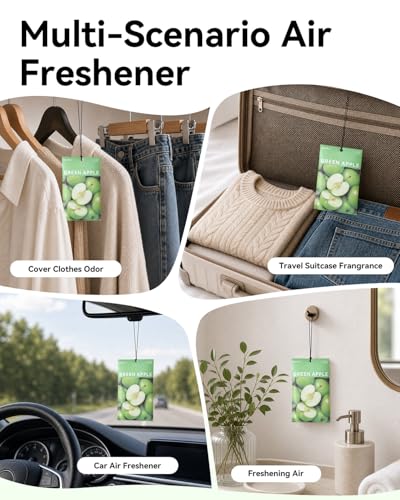 Image of MYARO 20 Pack Scented Sachets Odor Eliminator & Air Freshener for Drawer, Closet, Car, Suitcase Home Travel Fragrance Essential Green Apple