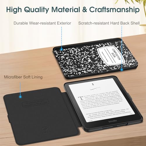 Image of Fintie Case for 7 inch All-New Kindle Paperwhite (12th Generation, 2024) and Kindle Colorsoft Signature Edition - Slim Lightweight Shell PU Leather Protective Cover with Auto Sleep /Wake, Composition Book