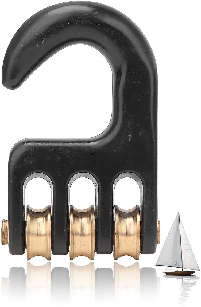 Aluminium Alloy Windsurfing Pulley Hook Windsurf Rigging Pulley Hook with 3 Wheels Windsurfing Hardware Accessories7x4x1.5cm