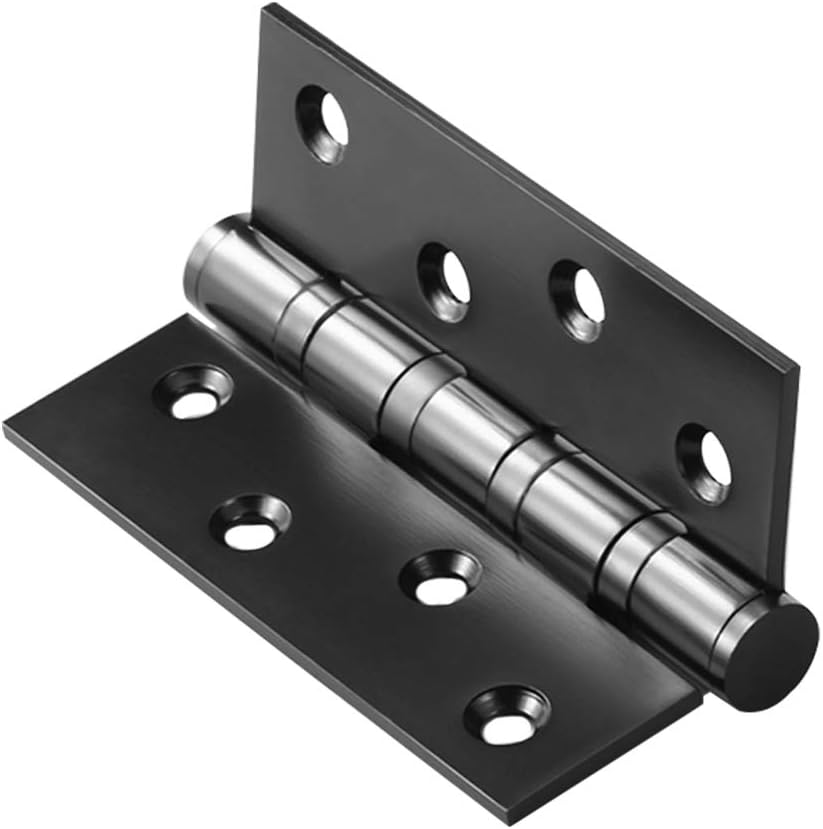 SHUHANG Door Hinges 4 Inch, Commercial Grade Heavy Duty Hinges, Stainless Steel with Ball Bearing for Wood Doors, Smooth & Quiet Operation for Interior/External Doors, Black 1 Pair (100mm x 76mm)