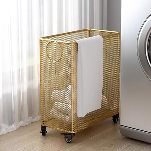 Cesto portabiancheria, Contenitore per Attrezzature da Allenamento, Carrello in Metallo con Ruote, Carrello Multiuso per tappetini da Yoga