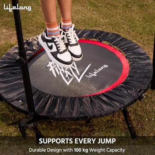 Image of Lifelong 40-Inch Foldable Trampoline for Kids with Handle Support, Exercise Trampoline for Indoor & Outdoor Workout, Cardio Fitness Jumping for Home Use