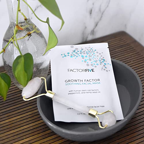 Factorfive Growth Factor Soothing Bio Cellulose Facial Sheet Mask With Human Stem Cell Factors, Peppermint, And Hemp Seed Oil 0.17 Fl Oz, Single Mask #TOP1