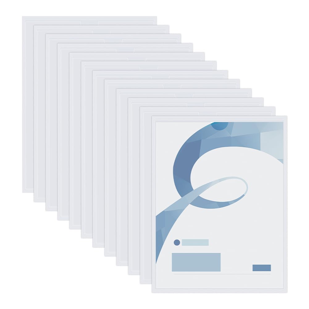 SUPERFINDINGS 12PCS A4 PVC Self-Adhesive Display Pockets Clear Adhesive Index Card Pockets A4 Vertical Peel and Stick Pocket with Top Open 12.2"x8.66" Wall Sticky Sheet Pocket