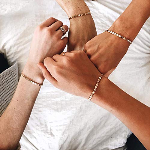 Image of MEVECCO Bracelet for Women 14K Gold Plated Dainty Chain Simple Jewelry Cute Handmade Minimalist for Her