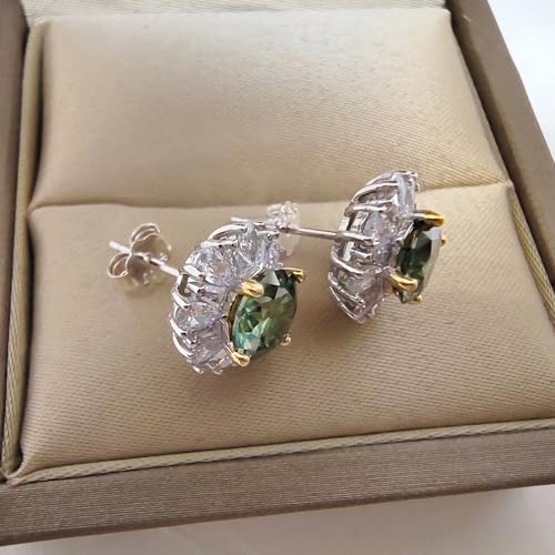 S925 Silver Stud Earrings Jewelry 2.0 Carat Green Moissanite Mother Ear Stud Anniversary Party for Women Gift with Gift Boxs4