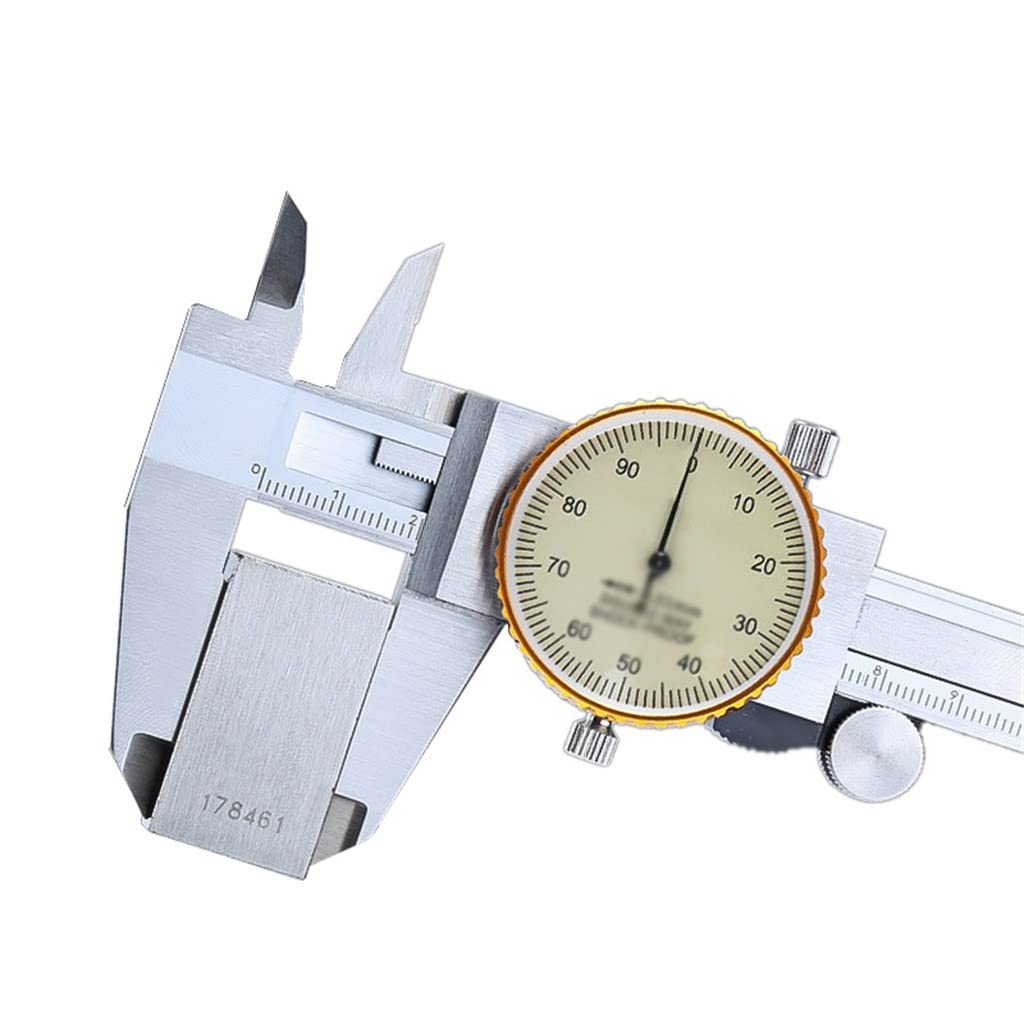 Calibrador de Esfera de Metal bidireccional 0.01 Calibrador a Vernier de Acero Inoxidable de Alta resolución Herramienta de medición de diámetro de Profundidad (A, 200 mm) (A 150 mm)