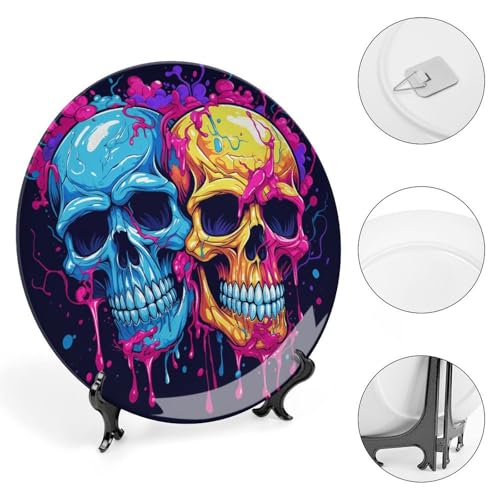 Plato decorativo de porcelana Bone China con calaveras 7 in miniatura 4