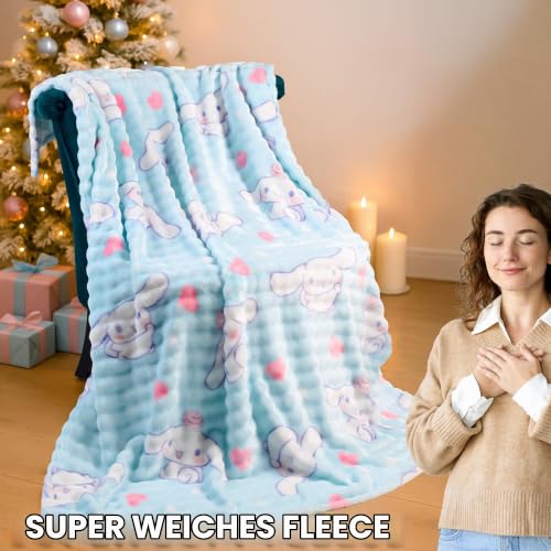 Get Trend Cinnamoroll Sanrio Kuscheldecke 130x150 cm Flauschige Fleece Decke, Lizenziert, für Bett, Sofa & Reise… – Ansicht 2