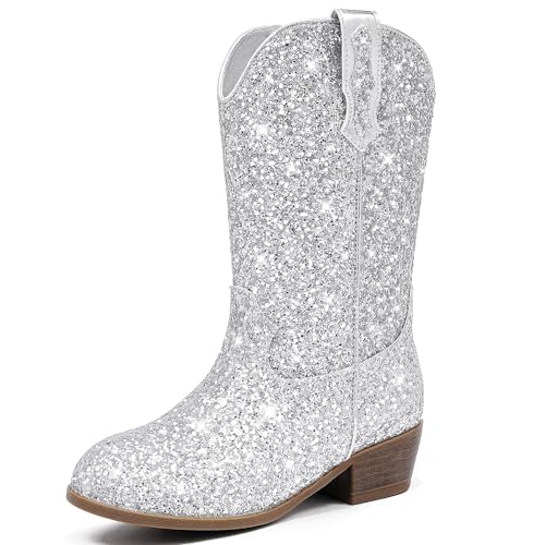 Motasha Girls Cowgirl Boots Glitter Cowboy Boots For...
