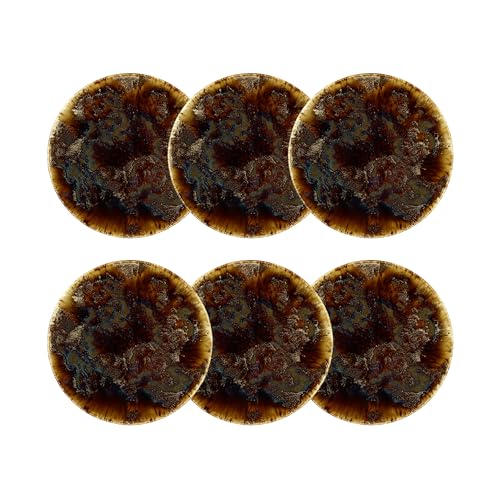 NOVASTYL - Lot 6 assiettes desserts volcano 20cm en porcelaine marron - 2614372