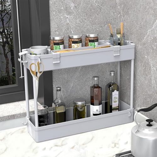 Image of SPACELEAD 2-piece Set Slim Storage Cart 3 Tier,Bathroom Organizer Rolling Utility,Mobile Shelving Unit Slide Out for Office, Kitchen, Laundry Room & Narrow Places
