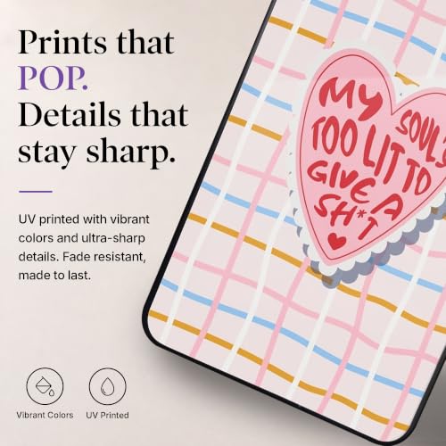 Image of Stylish Designer Glass Case Compatible with Samsung Galaxy S23 FE 5G Back Cover for Women & Girls | Pink Lit Soul Quote Grid, Glossy & Scratch-Resistant Finish