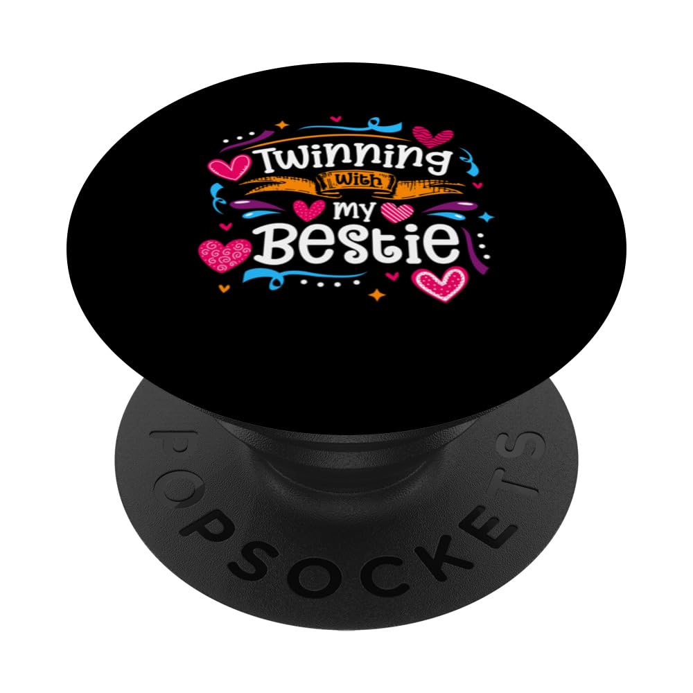 Twinning Bestie Twins Day Friends Matching PopSockets Swappable PopGrip, Black