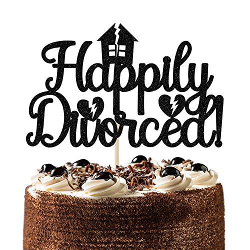First Holy Communion Happily Divorced Cake Topper, Just Divorced Cake Decorations, Finally Done, Single AF, Divorce Party Decorations Black Glitter