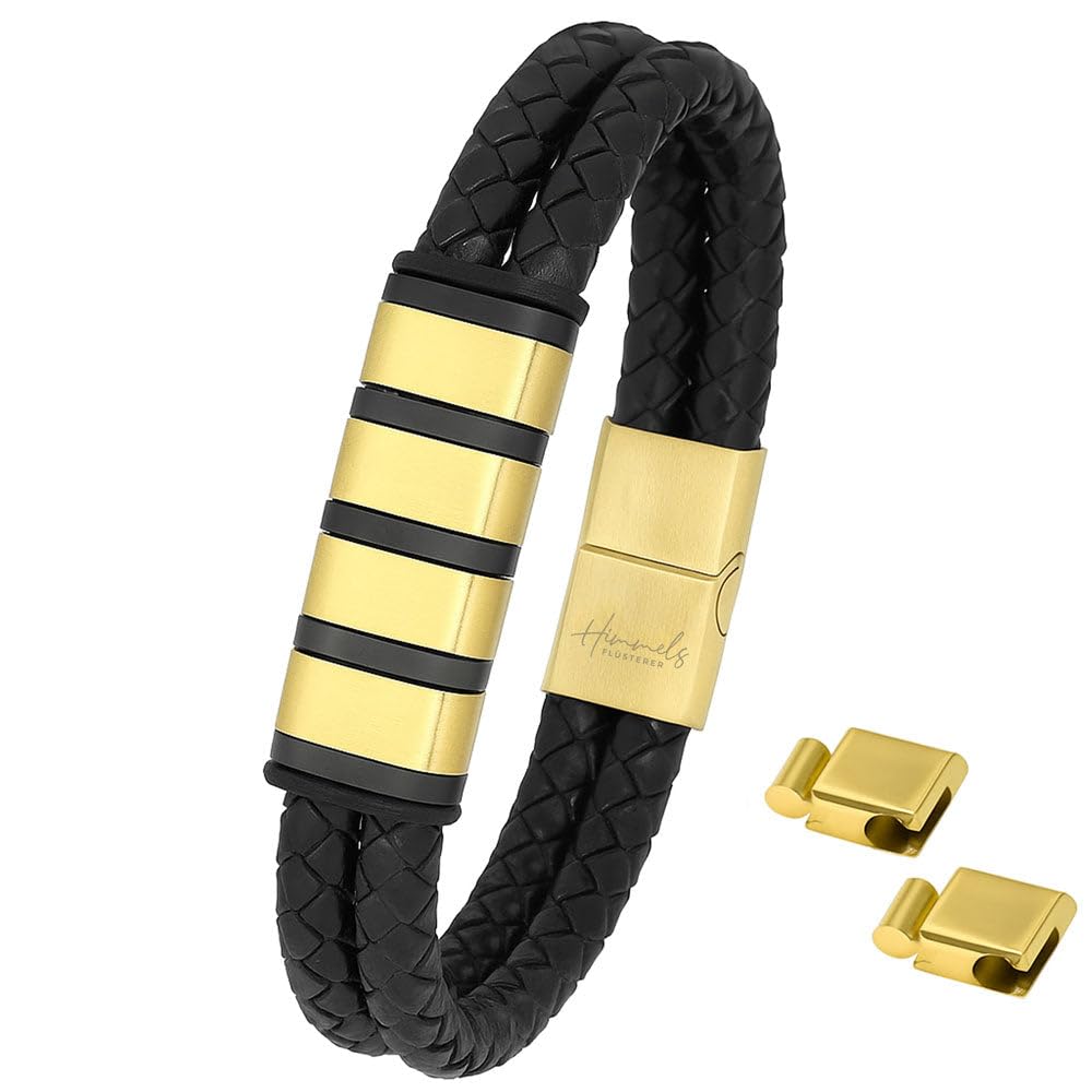 Himmelsflüsterer Herren Armband mit Gravur [ Echtes Leder ] Papa für 4 Namen Lederarmband Herren Armband Herren personalisiert - Armband Herren Leder - Personalisierte Geschenke Männer - Schmuck