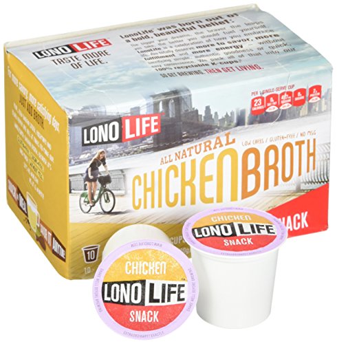 LonoLife Chicken Broth Snack, Single Serve Cups, 10 Count