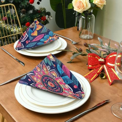 Servilletas de Tela Boho Multicolor Mandala Floral Pack 6 miniatura 4