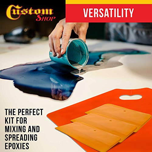 Custom Shop Body Filler Mixing Board with 4, 5, & 6 Inch Plastic Body Filler Spreader Tools for Automotive Body Fillers, Putties, Glazes, Epoxy Resin - Plastic Spreader Tool Variety Pack - Image 6