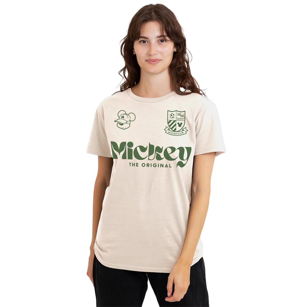 Disney Mickey Mouse Football USA Ladies T Shirt, Natural, Medium