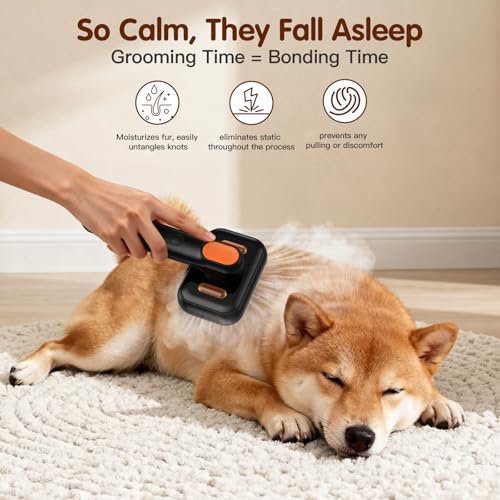 Image of Steam Cat Brush for Shedding, Self-Cleaning Deshedding Grooming Comb