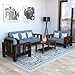 NKF CARVE® Wooden Sofa Set for Living Room | Solid Sheesham Wood 6 Seater Sofa Set Furniture 3+2+1 | Wooden Sofa Set 6 Seater for Living Room | Walnut Finish