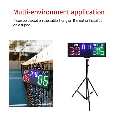 Marcador digital para pared, reloj electrónico de puntuación con control remoto, zumbido y cinco niveles ajustables de brillo, para bádminton, tenis de mesa, voleibol, fútbol, tenis y más miniatura 3