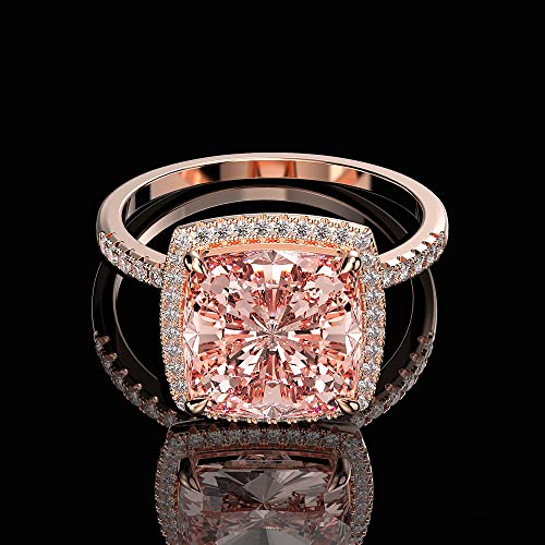 5ct Cushion Cut 10 * 10MM Pink Moissanite Ring in 14K Solid Gold over S925, Subtle Rose Gold, Ideal Jewelry for Wedding or Engagement4