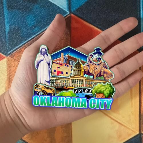 Imán decorativo redondo para refrigerador Oklahoma City miniatura 4