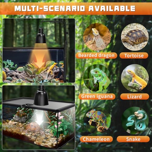 Fliywarl DZ2024-2 Reptile Light Fixture With Thermostatic Timer, 5.5 Inch Deep Dome Reptile Heat Lamp Fixture thumb #6