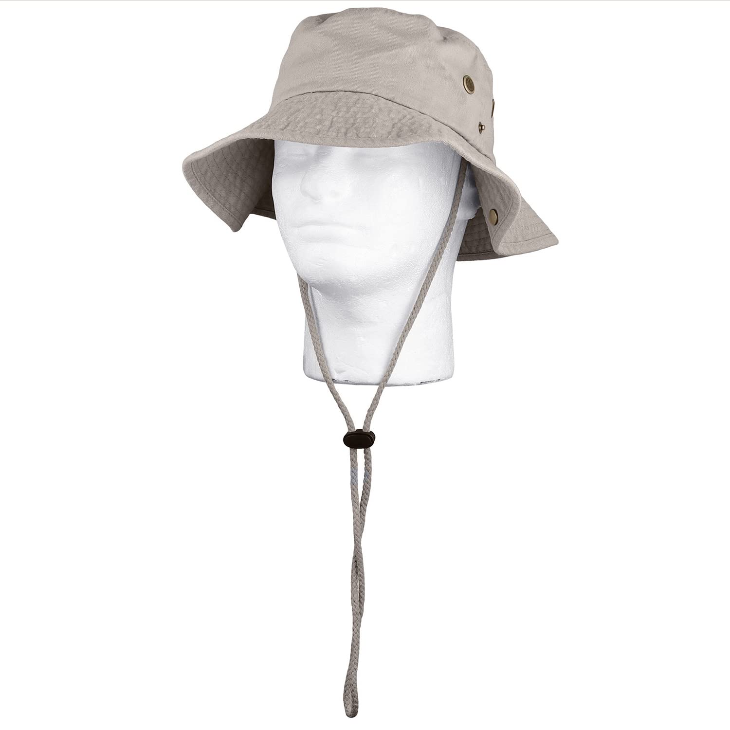 Sombrero de ala ancha para senderismo, pesca, safari, boonie, 100% algodón, protección solar UV para hombres y mujeres, actividades al aire libre, Gris, S/M