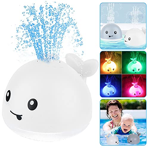 Image of Baby Bath Toys, Light Up Baby Pool Toy with LED Light Whale Spray Water Toy for Toddlers Kids, Induction Sprinkler Bathtub Toys Bathroom Shower Swimming Pool Outdoor Water Toy(White)