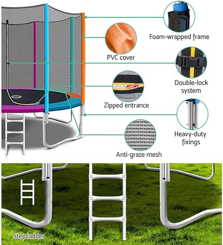 Image of STEP OVER 6FT,8FT,10FT,12FT, 14FT, 16FT TUV Approved Trampoline (6 FEET) for Kids /Adults || Indoor /Outdoor ||Enclosure net and Poles Safety Pad Ladder Jumping Mat || Heavy Duty || 2025 Edition