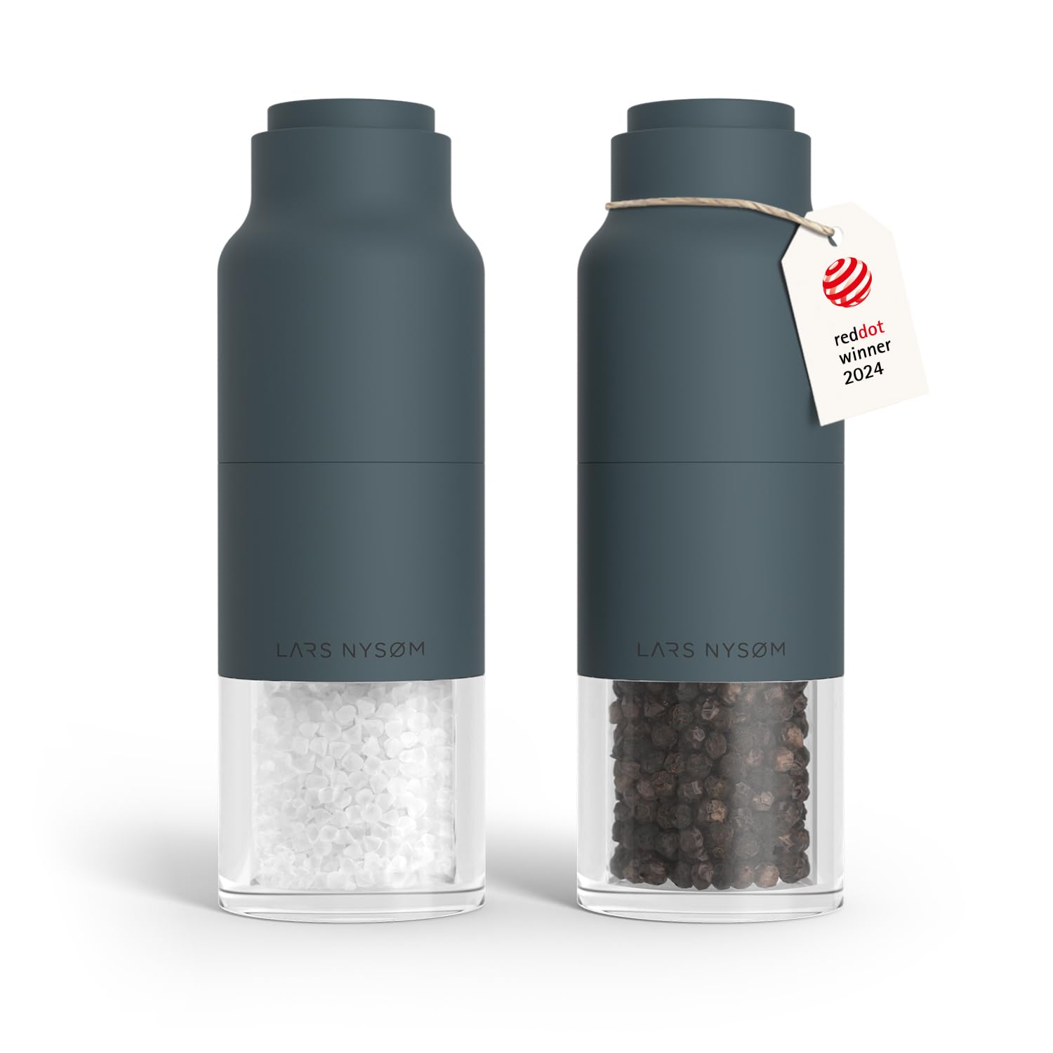 LARS NYSØM Salt and Pepper Grinder Set Stainless Steel with Adjustable Grinder I Bottle Design Spice Mills Set Manual (Stone Blue)