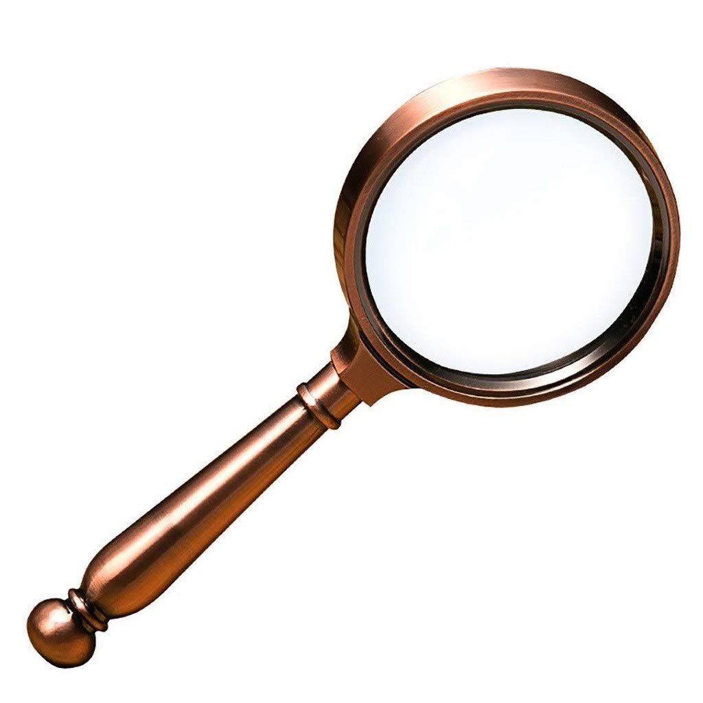 HTTGDGDH Copper Handheld Magnifier With Wooden Handle And Real Glass, Best Reading Magnifier For Seniors,
