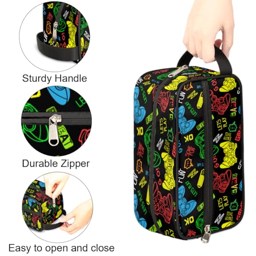 Bardic Travel Toiletry Bag for Boys, Video Games Waterproof Hanging Dopp Kit for Men, Shaving Bag with Large Capacity for Travel,Sports Shower3