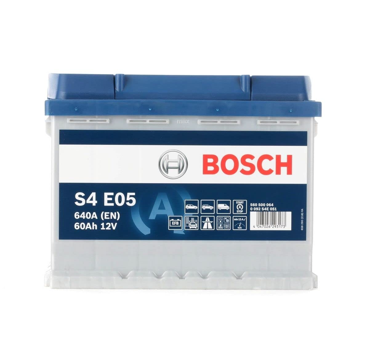 Bosch S4E05 - Batterie Auto - 60A/​h - 640A - Technologie EFB - adaptée aux Véhicules avec Start/​Stop