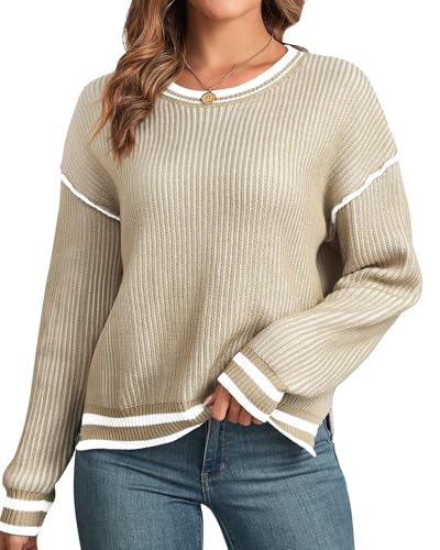 Image of ZAFUL Womens Oversized Sweaters 2025 Cable Knit Chunky Sweater Long Sleeve Crewneck Pullover Loose Outfits