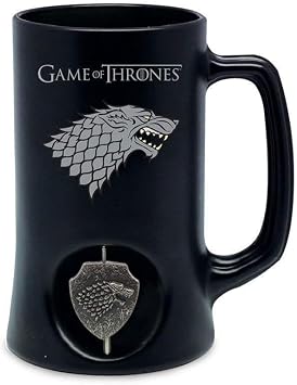 SD TOYS Game Of Thrones House Stark Sigil Ceramic Stein Mug With Rotating Metal Emblem