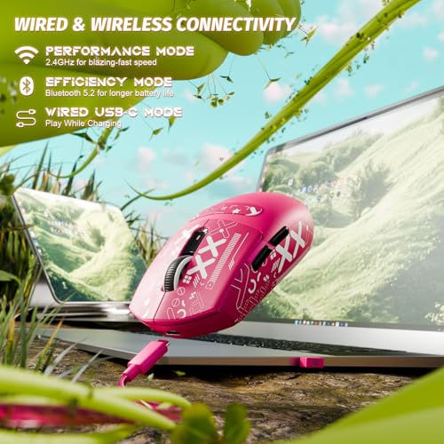 Image of ATTACK SHARK G3 Pro Wireless Gaming Mouse with Magnetic Charging Dock,Rose | PixArt PAW3311 Gaming Sensor,BT /2.4G Wireless /Wired Gaming Mouse,25K DPI,Tape,59g Ultra-Lightweight Gamer Mice for PC /Win /Mac