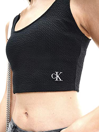 Calvin Klein Top Corto a Costine Elasticizzate (S)...
