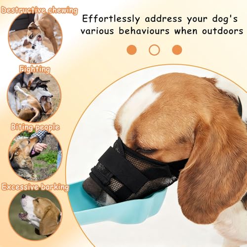 Fysaran Maulkorb für Hunde, Gitterdesign Verstellbare Maulkorb mit Klettverschluss Sicher Atmungsaktives Bellen und Kauen Netzmaulkorb für Kleine Große und Hunde (M: 14-20 cm)