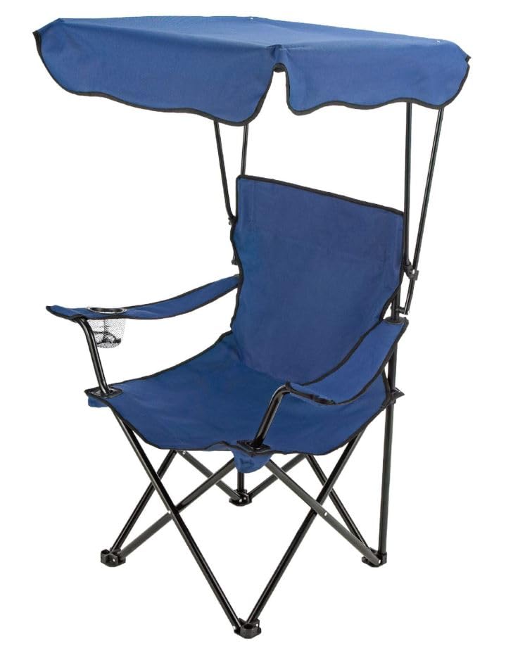 Image of Folding Camping Chair with Canopy, Portable Lawn Beach Canopy Chair with Cup Holder & Carry Bag, Load Folding Chair for Outside Outdoor Travel Hiking Fishing(SS-03)