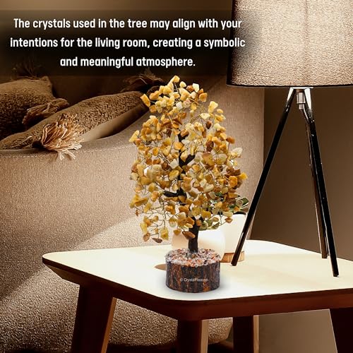Image of Crystal Heaven Certified Yellow Jasper Tree for Good Luck - Healing Crystals Money Tree for Wealth, Positive Energy at Home Office - Decorative Spiritual Gifts for Vastu, House Warming, 25 cm