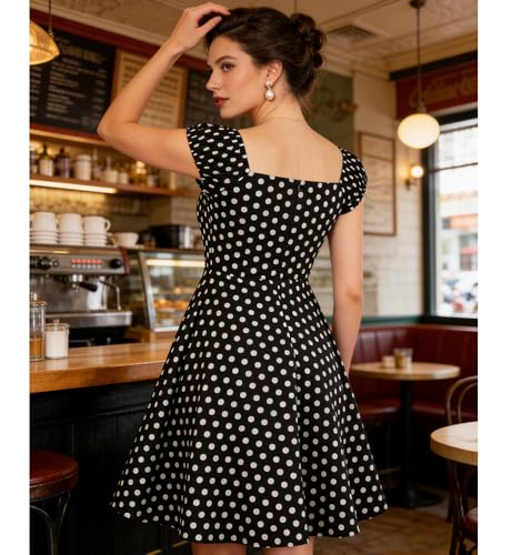 Image of YARN & INK Retro Swing Dresses for Women 1950s Vintage Rockabilly Clothes Pinup Clothing Cocktail Party Dress