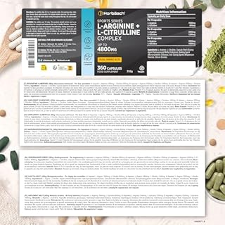 L-Arginina + L-Citrullina 4800mg | 360 Vegano Capsules | Complesso di amminoacidi | Arginina Citrullina | Horbaach
