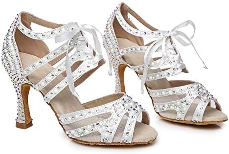 AOQUNFS Women Latin Dance Shoes Ballroom Salsa Practice Performance Wedding Dancing Shoes,L433,White-5,US 6 | Image 4