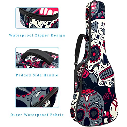 Housse de guitare colorée en tissu Oxford imperméable avec motif de crâne et fleurs avec bandoulière réglable - Les Beatles, Paul McCartney, John Lennon, RIngo Starr, George Harrison Housse de guitare colorée en tissu Oxford imperméable avec motif de crâne et fleurs avec bandoulière réglable – Image 5