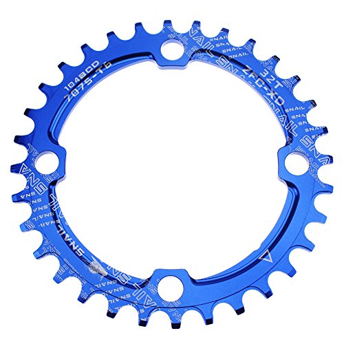 CYSKY Plato ancho estrecho 104 BCD 32T Bicicleta solo plato para 9 10 11 Velocidad Bicicleta de carretera Bicicleta de montaña BMX (Azul)