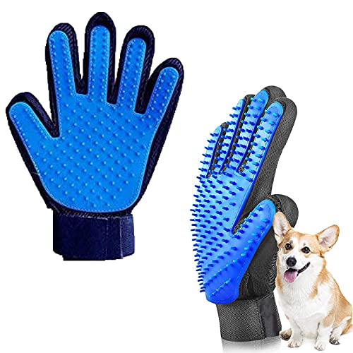 Tuofang Gant de Toilettage pour Animal Domestique, Gant de Nettoyage pour Animaux de Compagnie, Gant de Brosse Chien,Chat Toilettage Massage, pour Enlever Les Poils (Bleu)